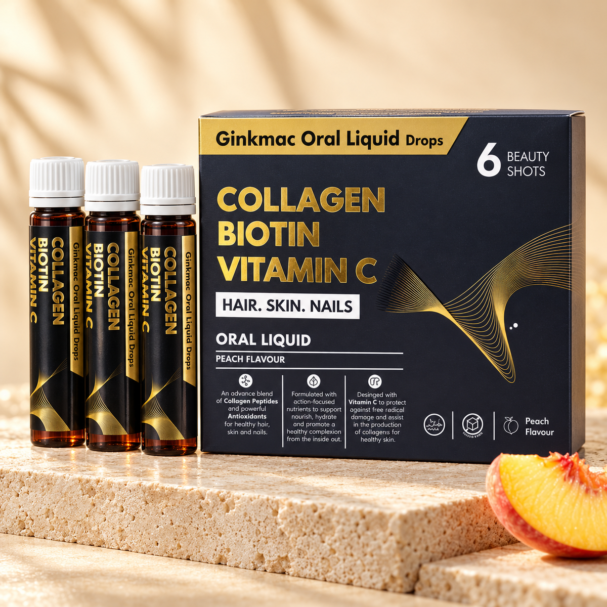 Ginkmac Oral Liquid Drops – Collagen, Biotin & Vitamin C | Beauty & Wellness Formula