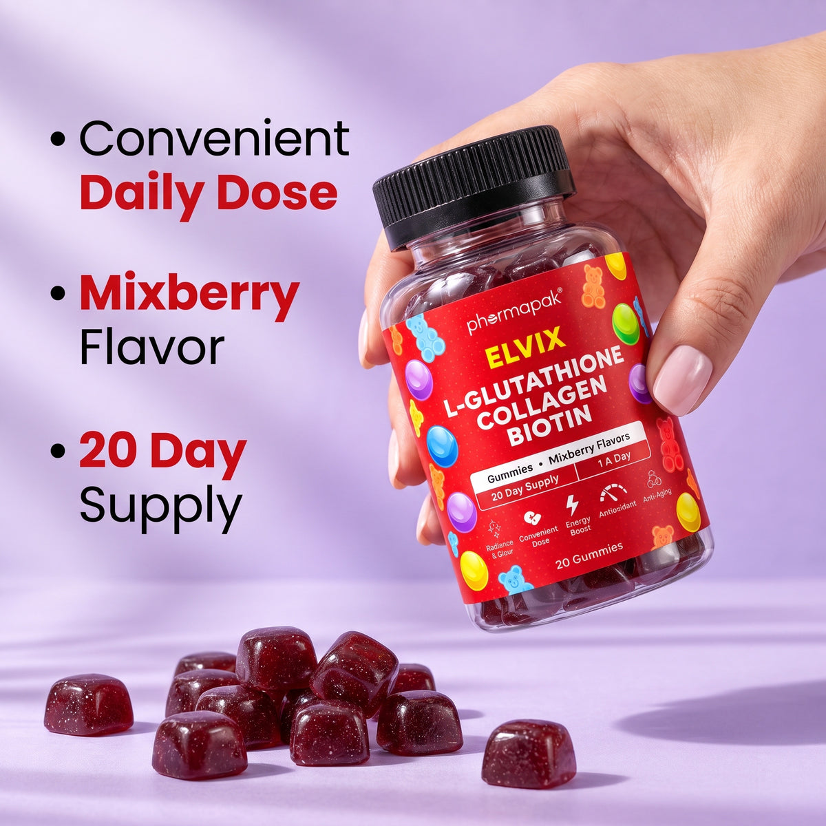 ELVIX Glutathione Glow (Mix Berry)